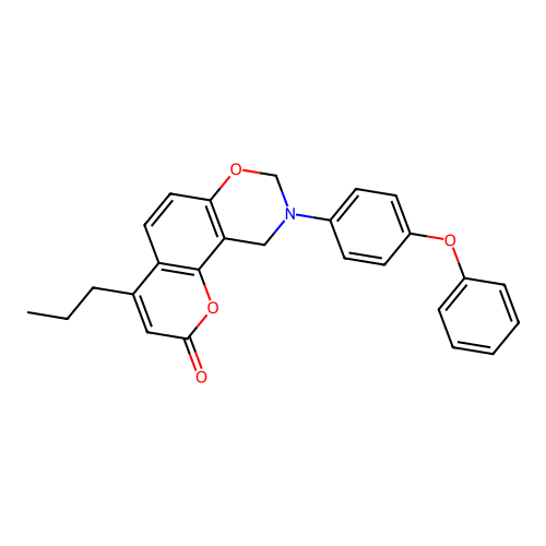 9-(4-phenoxyphenyl)-4-propyl-9,10-dihydrochromeno[8,7-e][1,3]oxazin-2(8H)-one structure