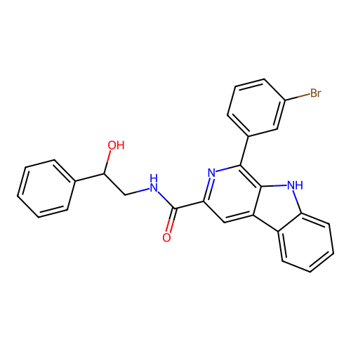 1-(3-bromophenyl)-N-(2-hydroxy-2-phenylethyl)-9H-pyrido[3,4-b]indole-3-carboxamide structure