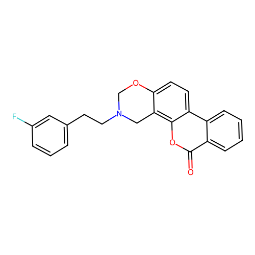 3-(3-fluorophenethyl)-3,4-dihydrobenzo[3,4]chromeno[8,7-e][1,3]oxazin-6(2H)-one structure
