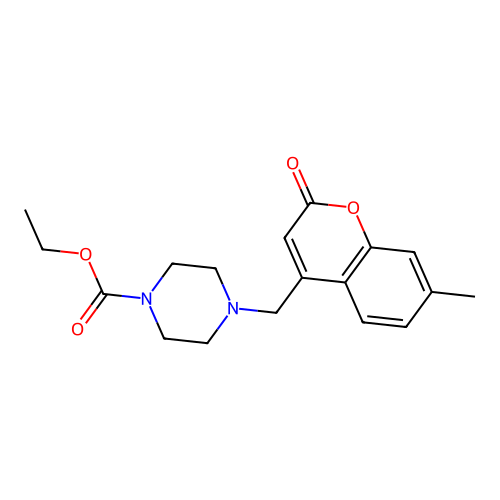 Ethyl 4-[(7-methyl-2-oxochromen-4-yl)methyl]piperazine-1-carboxylate structure
