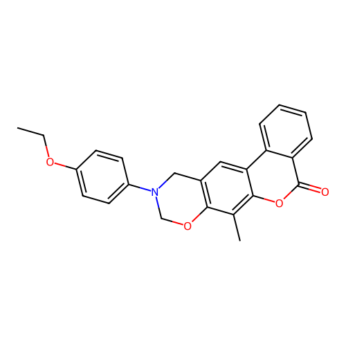 10-(4-ethoxyphenyl)-7-methyl-10,11-dihydrobenzo[3,4]chromeno[6,7-e][1,3]oxazin-5(9H)-one structure