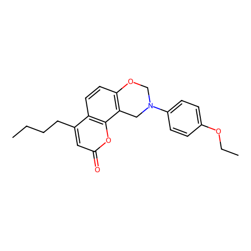 4-butyl-9-(4-ethoxyphenyl)-9,10-dihydrochromeno[8,7-e][1,3]oxazin-2(8H)-one structure