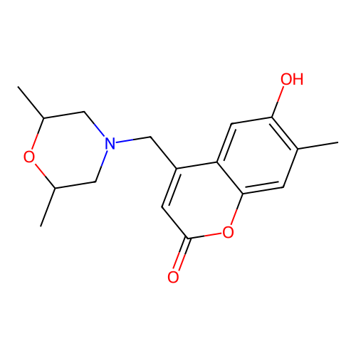 4-((2,6-dimethylmorpholino)methyl)-6-hydroxy-7-methyl-2H-chromen-2-one structure