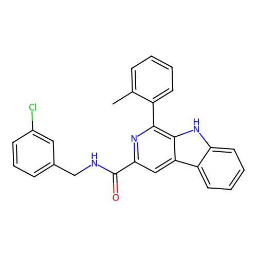 N-(3-chlorobenzyl)-1-(2-methylphenyl)-9H-beta-carboline-3-carboxamide structure