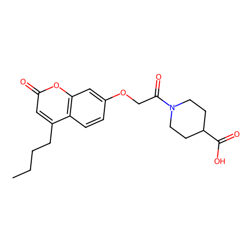 1-(2-((4-butyl-2-oxo-2H-chromen-7-yl)oxy)acetyl)piperidine-4-carboxylic acid structure