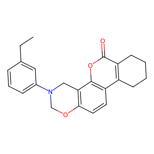 3-(3-ethylphenyl)-3,4,7,8,9,10-hexahydrobenzo[3,4]chromeno[8,7-e][1,3]oxazin-6(2H)-one structure