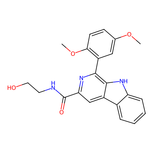 1-(2,5-dimethoxyphenyl)-N-(2-hydroxyethyl)-9H-pyrido[3,4-b]indole-3-carboxamide structure