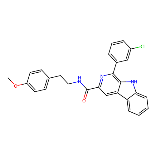 1-(3-chlorophenyl)-N-(4-methoxyphenethyl)-9H-pyrido[3,4-b]indole-3-carboxamide structure