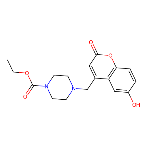 Ethyl 4-[(6-hydroxy-2-oxochromen-4-yl)methyl]piperazine-1-carboxylate structure