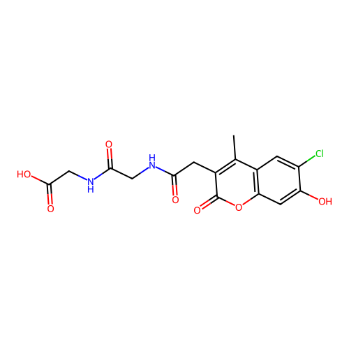 2-(2-(2-(6-chloro-7-hydroxy-4-methyl-2-oxo-2H-chromen-3-yl)acetamido)acetamido)acetic acid structure