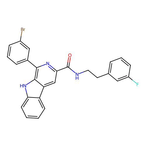1-(3-bromophenyl)-N-[2-(3-fluorophenyl)ethyl]-9H-beta-carboline-3-carboxamide structure