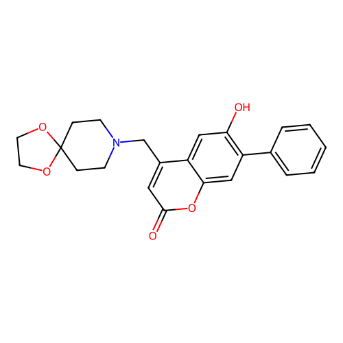 4-(1,4-Dioxa-8-azaspiro[4.5]decan-8-ylmethyl)-6-hydroxy-7-phenylchromen-2-one structure