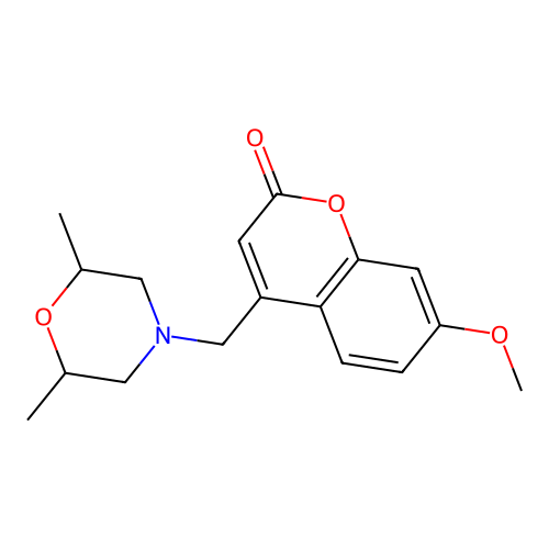 4-((2,6-dimethylmorpholino)methyl)-7-methoxy-2H-chromen-2-one structure