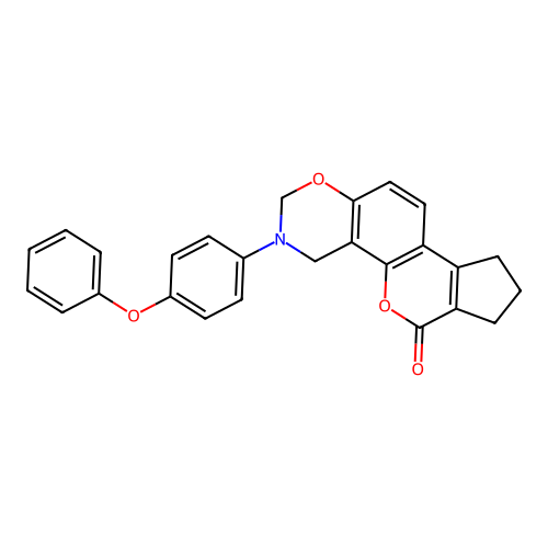 3-(4-phenoxyphenyl)-3,4,8,9-tetrahydro-2H-cyclopenta[3,4]chromeno[8,7-e][1,3]oxazin-6(7H)-one structure
