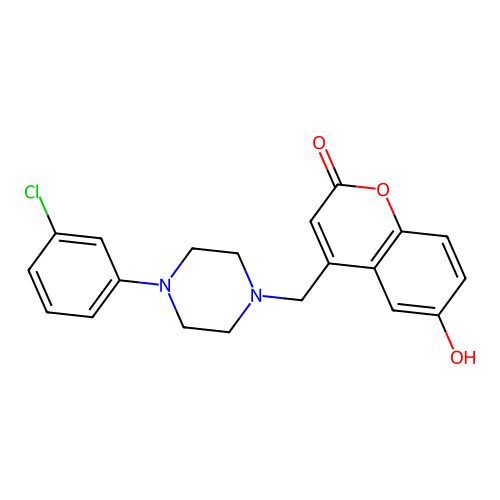 4-((4-(3-chlorophenyl)piperazin-1-yl)methyl)-6-hydroxy-2H-chromen-2-one structure