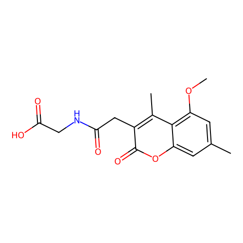 N-[(5-methoxy-4,7-dimethyl-2-oxo-2H-chromen-3-yl)acetyl]glycine structure