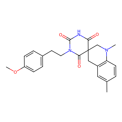 1-(4-methoxyphenethyl)-1',6'-dimethyl-2',4'-dihydro-1H,1'H-spiro[pyrimidine-5,3'-quinoline]-2,4,6(3H)-trione structure