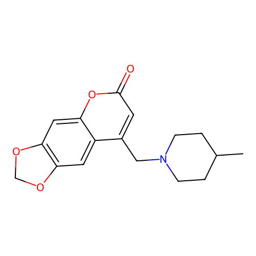 8-((4-methylpiperidin-1-yl)methyl)-6H-[1,3]dioxolo[4,5-g]chromen-6-one structure