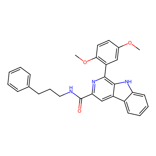 1-(2,5-dimethoxyphenyl)-N-(3-phenylpropyl)-9H-pyrido[3,4-b]indole-3-carboxamide structure