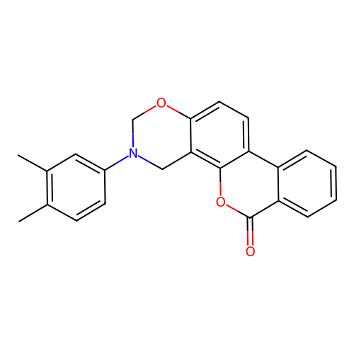 3-(3,4-dimethylphenyl)-3,4-dihydrobenzo[3,4]chromeno[8,7-e][1,3]oxazin-6(2H)-one structure