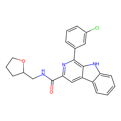 1-(3-chlorophenyl)-N-(oxolan-2-ylmethyl)-9H-pyrido[3,4-b]indole-3-carboxamide structure