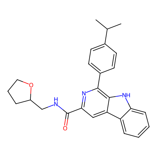 1-[4-(propan-2-yl)phenyl]-N-(tetrahydrofuran-2-ylmethyl)-9H-beta-carboline-3-carboxamide structure