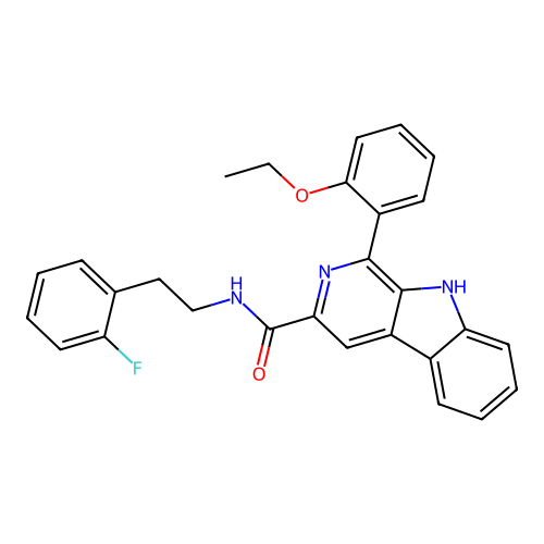 1-(2-ethoxyphenyl)-N-(2-fluorophenethyl)-9H-pyrido[3,4-b]indole-3-carboxamide structure