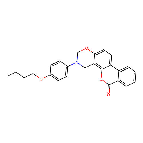 3-(4-butoxyphenyl)-3,4-dihydrobenzo[3,4]chromeno[8,7-e][1,3]oxazin-6(2H)-one structure