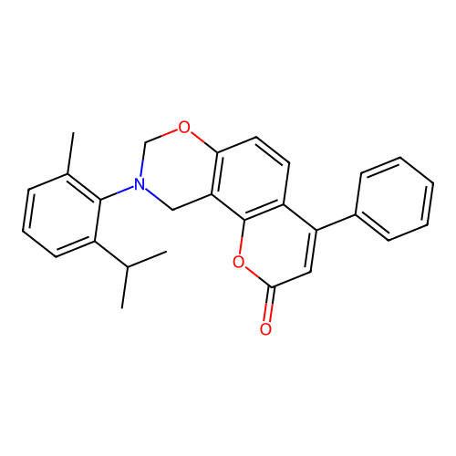 9-(2-isopropyl-6-methylphenyl)-4-phenyl-9,10-dihydrochromeno[8,7-e][1,3]oxazin-2(8H)-one structure