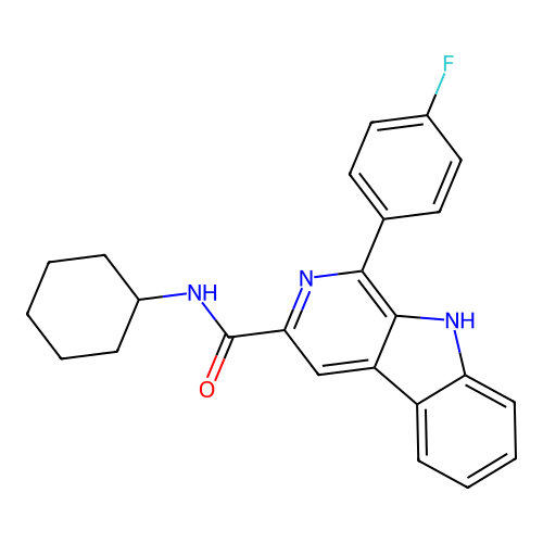 N-cyclohexyl-1-(4-fluorophenyl)-9H-pyrido[3,4-b]indole-3-carboxamide structure