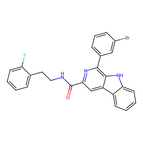 1-(3-bromophenyl)-N-(2-fluorophenethyl)-9H-pyrido[3,4-b]indole-3-carboxamide structure