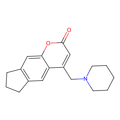 4-(piperidin-1-ylmethyl)-7,8-dihydrocyclopenta[g]chromen-2(6H)-one structure