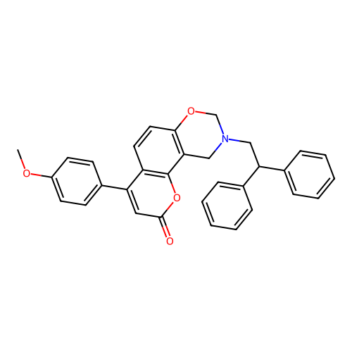 9-(2,2-diphenylethyl)-4-(4-methoxyphenyl)-9,10-dihydrochromeno[8,7-e][1,3]oxazin-2(8H)-one structure