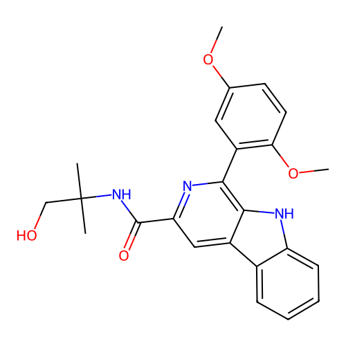1-(2,5-dimethoxyphenyl)-N-(1-hydroxy-2-methylpropan-2-yl)-9H-pyrido[3,4-b]indole-3-carboxamide structure
