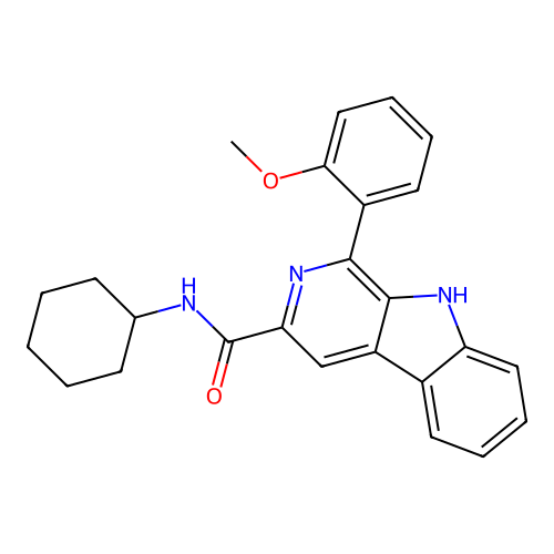 N-cyclohexyl-1-(2-methoxyphenyl)-9H-pyrido[3,4-b]indole-3-carboxamide structure