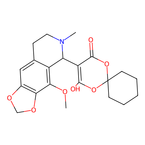 4-hydroxy-3-(4-methoxy-6-methyl-5,6,7,8-tetrahydro-[1,3]dioxolo[4,5-g]isoquinolin-5-yl)-1,5-dioxaspiro[5.5]undec-3-en-2-one structure
