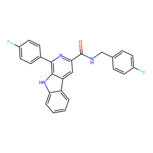 N-(4-fluorobenzyl)-1-(4-fluorophenyl)-9H-beta-carboline-3-carboxamide structure