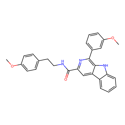 1-(3-methoxyphenyl)-N-[2-(4-methoxyphenyl)ethyl]-9H-beta-carboline-3-carboxamide structure