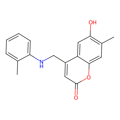 6-hydroxy-7-methyl-4-{[(2-methylphenyl)amino]methyl}-2H-chromen-2-one structure