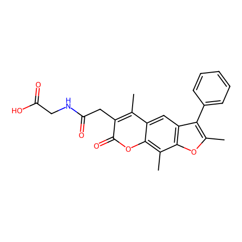 2-(2-(2,5,9-trimethyl-7-oxo-3-phenyl-7H-furo[3,2-g]chromen-6-yl)acetamido)acetic acid structure