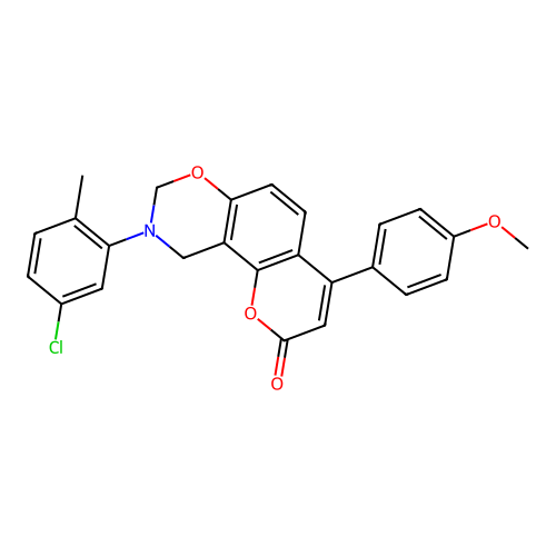 9-(5-chloro-2-methylphenyl)-4-(4-methoxyphenyl)-9,10-dihydrochromeno[8,7-e][1,3]oxazin-2(8H)-one structure
