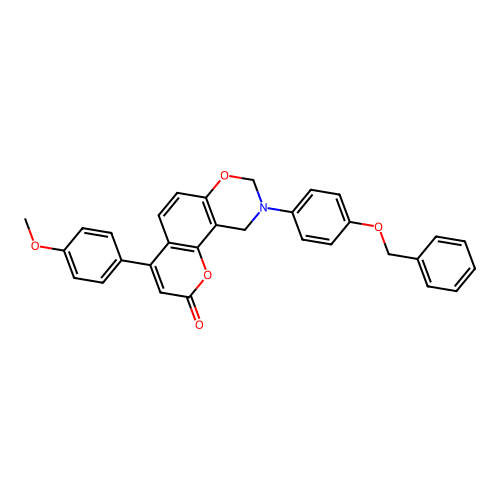 9-(4-(benzyloxy)phenyl)-4-(4-methoxyphenyl)-9,10-dihydrochromeno[8,7-e][1,3]oxazin-2(8H)-one structure