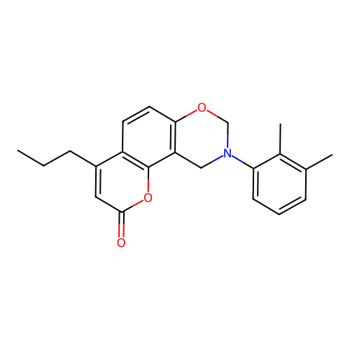 9-(2,3-dimethylphenyl)-4-propyl-9,10-dihydrochromeno[8,7-e][1,3]oxazin-2(8H)-one structure