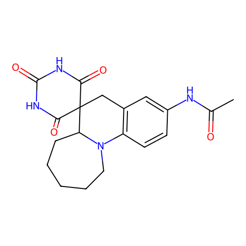 N-(2',4',6'-trioxo-2',3',4',6a,6',7,8,9,10,11-decahydro-1'H,5H-spiro[azepino[1,2-a]quinoline-6,5'-pyrimidin]-3-yl)acetamide structure