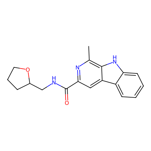 1-methyl-N-(tetrahydrofuran-2-ylmethyl)-9H-beta-carboline-3-carboxamide structure