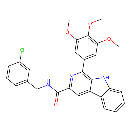 N-(3-chlorobenzyl)-1-(3,4,5-trimethoxyphenyl)-9H-beta-carboline-3-carboxamide structure