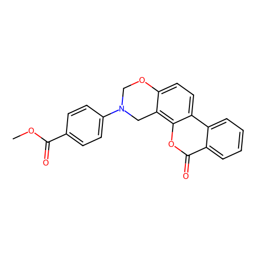 methyl 4-(6-oxobenzo[3,4]chromeno[8,7-e][1,3]oxazin-3(2H,4H,6H)-yl)benzoate structure
