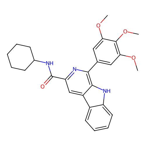 N-cyclohexyl-1-(3,4,5-trimethoxyphenyl)-9H-pyrido[3,4-b]indole-3-carboxamide structure