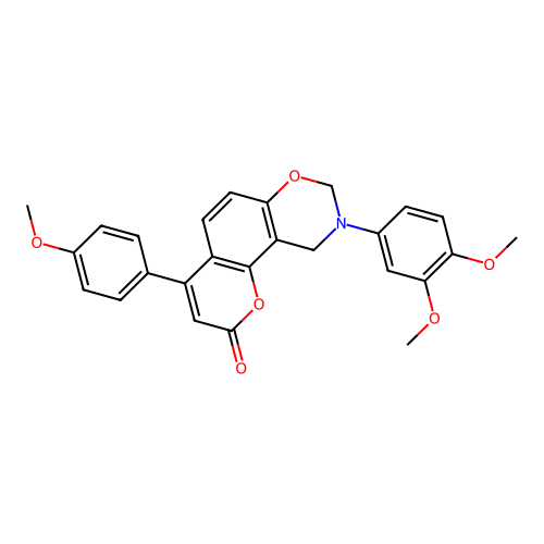 9-(3,4-dimethoxyphenyl)-4-(4-methoxyphenyl)-9,10-dihydrochromeno[8,7-e][1,3]oxazin-2(8H)-one structure