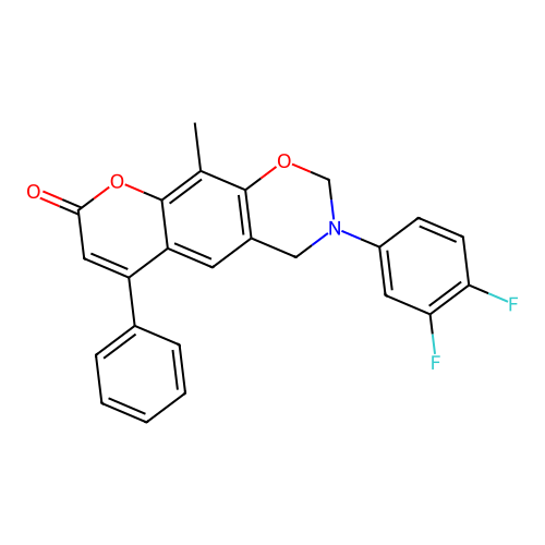3-(3,4-difluorophenyl)-10-methyl-6-phenyl-3,4-dihydrochromeno[6,7-e][1,3]oxazin-8(2H)-one structure